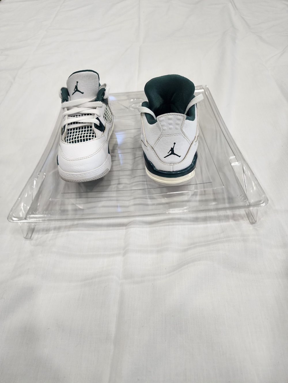 Nike Kids White and Dark Green Jordan Sneakers